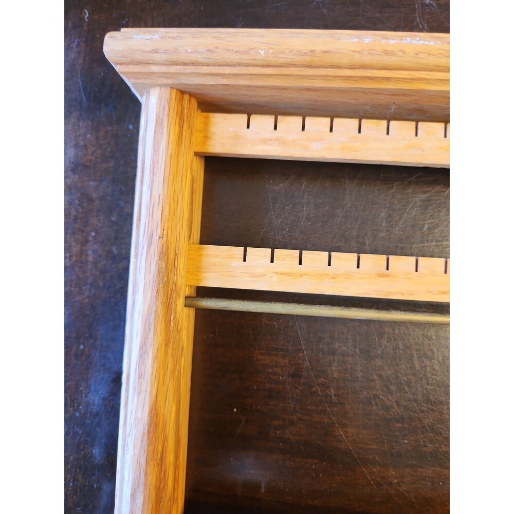 Vintage Oak Wood Wall Mount Jewelry Organizer Rack Earrings Holder - Picture 3 of 8